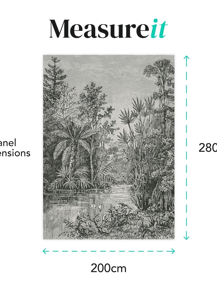 Art For The Home Black and White Archive Jungle Fixed Size 2M Mural - Image 4 of 4