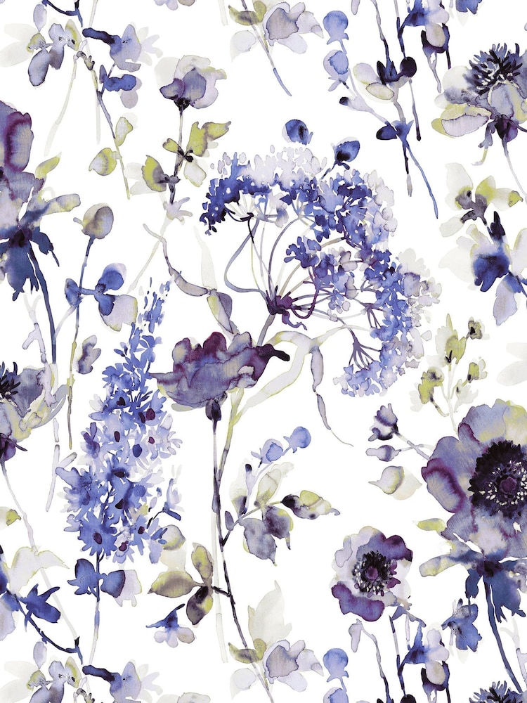 Art For The Home Blue Green Watercolour Floral Fixed Size 4M Mural - Image 2 of 2