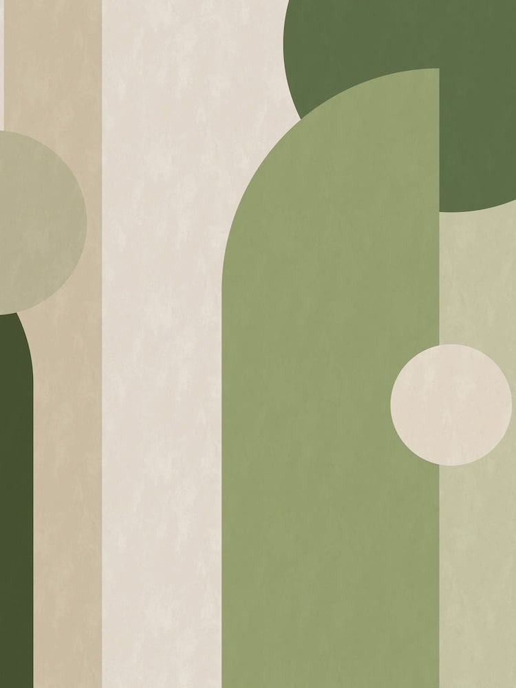 Art For The Home Green Curve & Arch Geo Fixed Size 4M Mural - Image 2 of 3