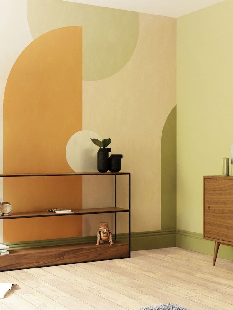 Art For The Home Green Rust Curve & Arch Geo Fixed Size 4M Mural - Image 1 of 3 Art For The Home Green Rust Curve & Arch Geo Fixed Size 4M Mural - Image 1 of 3