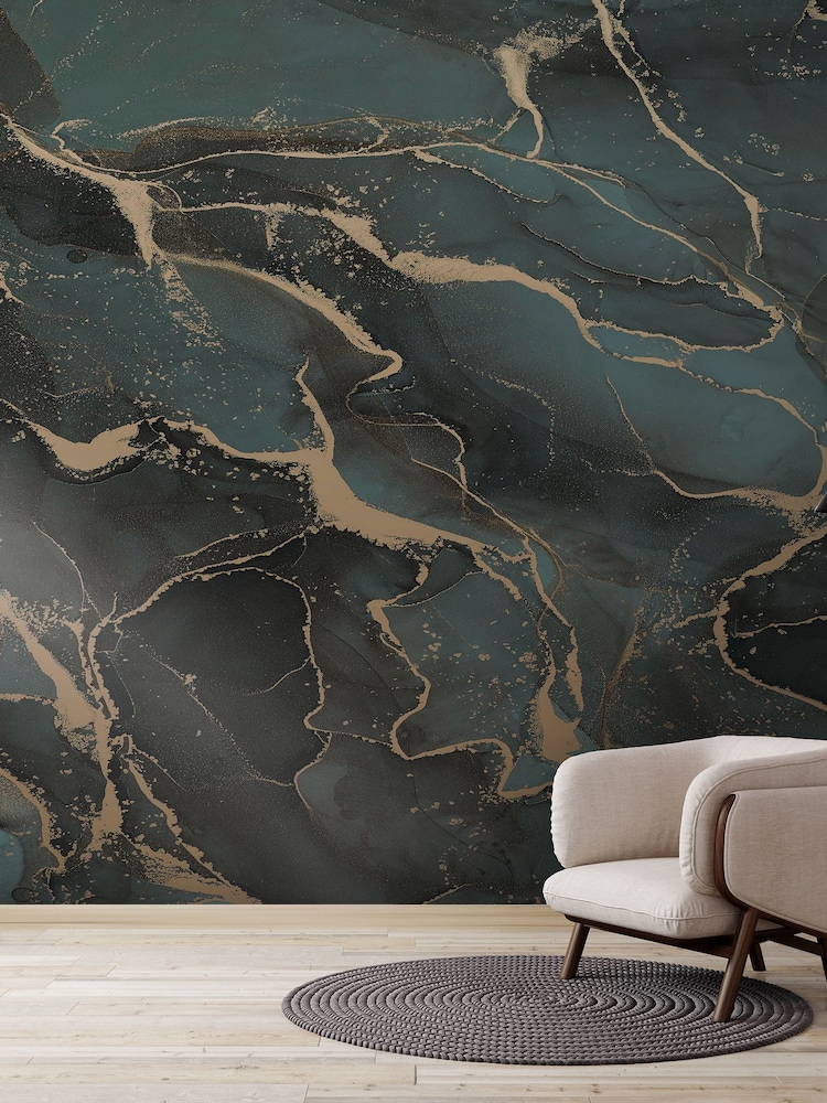 Art For The Home Teal Gold Marble Fixed Size 3M Mural - Image 5 of 5