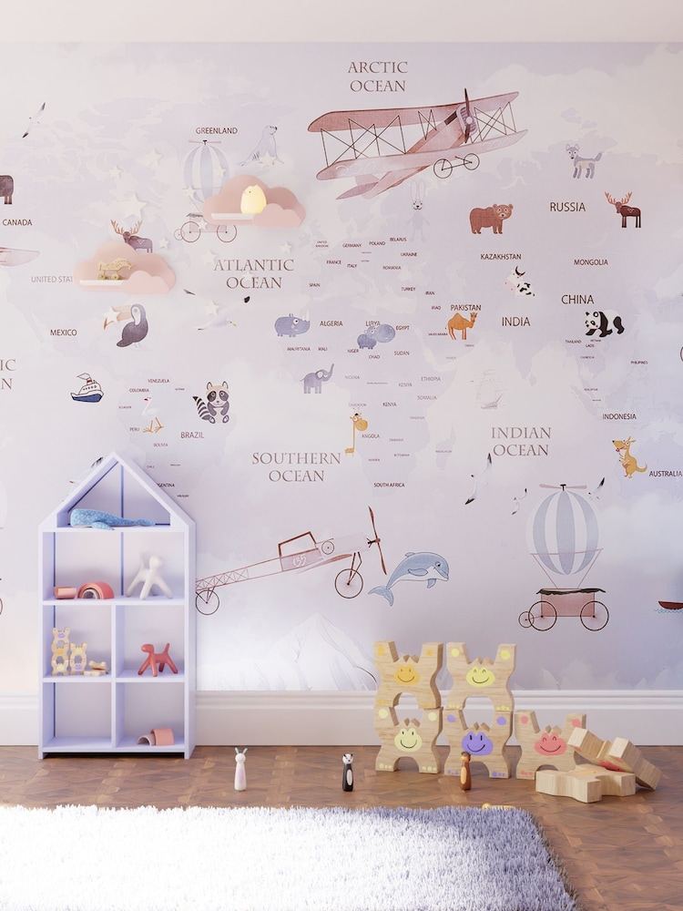 Art For The Home Lilac Around The World Fixed Size 4M Mural - Image 1 of 3