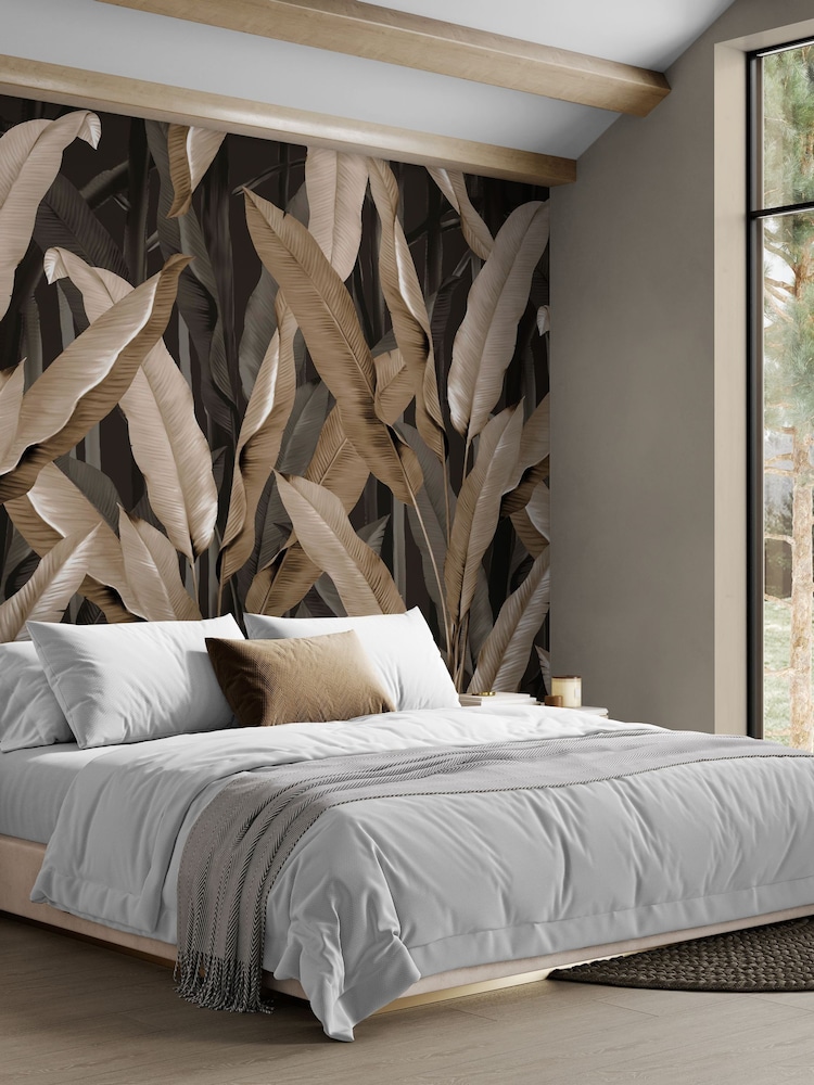 Art For The Home Black Banana Leaf Fixed Size 4M Mural - Image 1 of 5