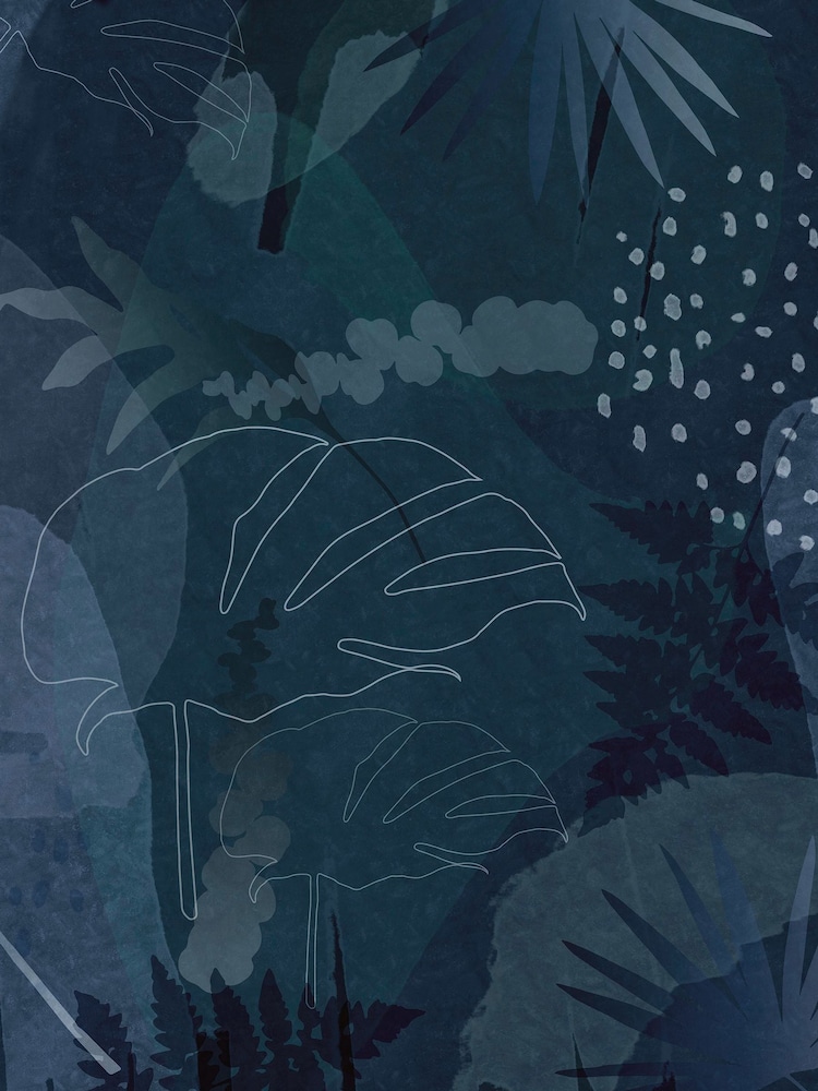 Art For The Home Navy Abstract Leaf Fixed Size 3M Mural - Image 2 of 5