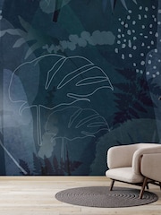 Art For The Home Navy Abstract Leaf Fixed Size 3M Mural - Image 5 of 5