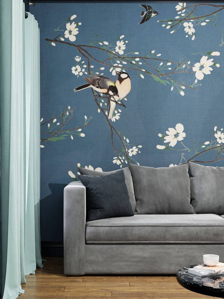 Art For The Home Blue Birds and Blossom Fixed Size 2M Mural - Image 1 of 4 Art For The Home Blue Birds and Blossom Fixed Size 2M Mural - Image 1 of 4