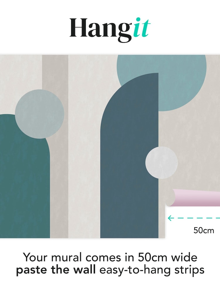 Art For The Home Teal Curve & Arch Geo Fixed Size 4M Mural - Image 3 of 3