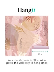 Art For The Home Pink Abstract Leaf Fixed Size 3M Mural - Image 3 of 5