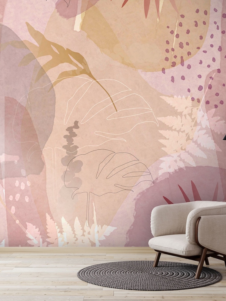 Art For The Home Pink Abstract Leaf Fixed Size 3M Mural - Image 5 of 5 Art For The Home Pink Abstract Leaf Fixed Size 3M Mural - Image 5 of 5