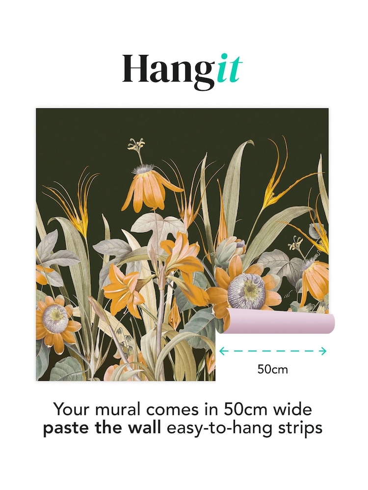 Art For The Home Green Ochre Flora Fixed Size 3M Mural - Image 2 of 2