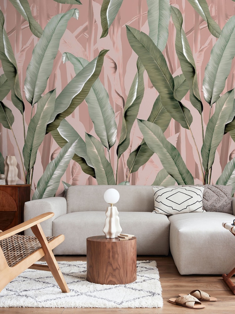 Art For The Home Pink Banana Leaf Fixed Size 4M Mural - Image 1 of 5