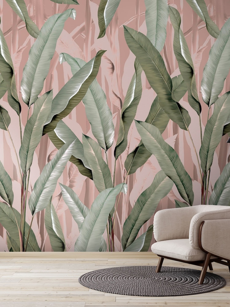 Art For The Home Pink Banana Leaf Fixed Size 4M Mural - Image 5 of 5