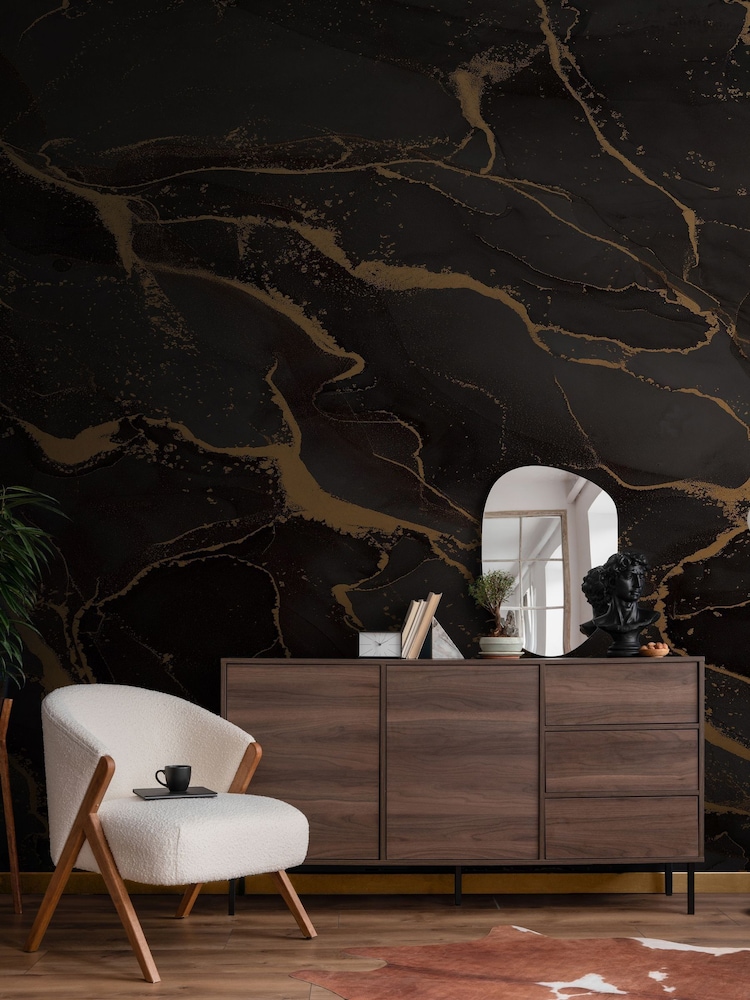 Art For The Home Black Gold Marble Fixed Size 3M Mural - Image 1 of 5