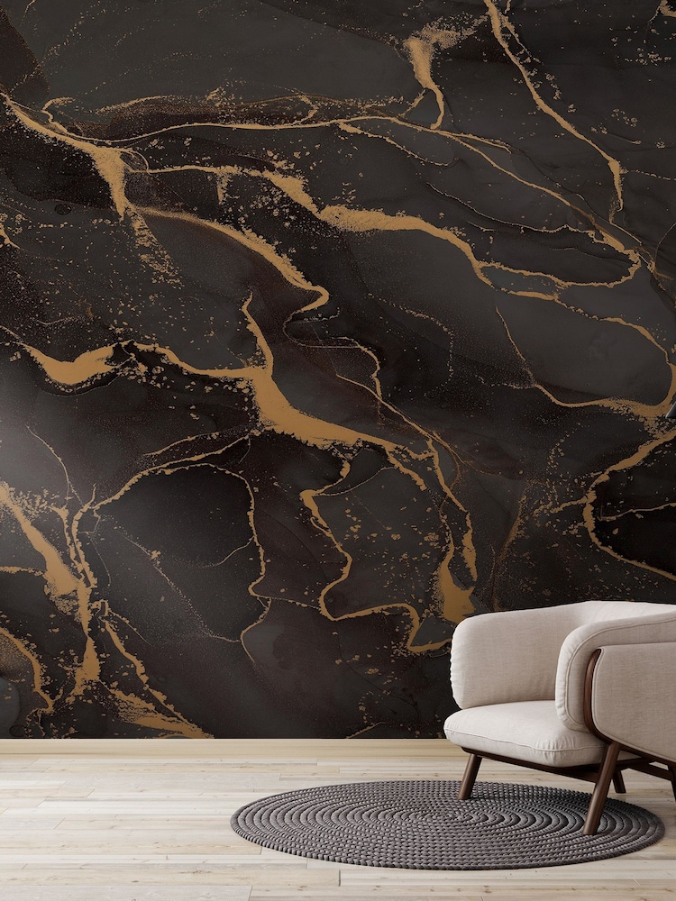 Art For The Home Black Gold Marble Fixed Size 3M Mural - Image 5 of 5