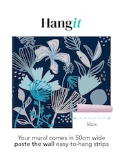 Art For The Home Navy Scandi Floral Fixed Size 3M Mural - Image 3 of 3