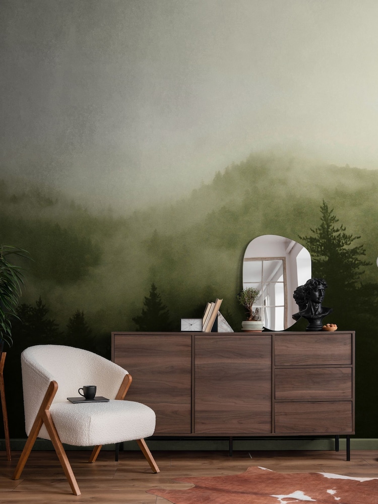 Art For The Home Green Misty Landscape Fixed Size 3M Mural - Image 1 of 5