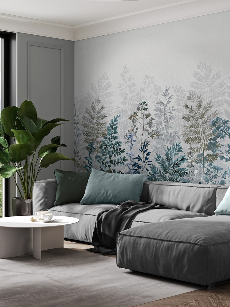 Art For The Home Indigo Leaf Silhouette Fixed Size 3M Mural - Image 1 of 7