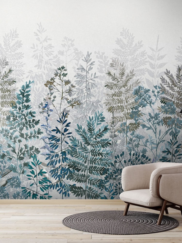 Art For The Home Indigo Leaf Silhouette Fixed Size 3M Mural - Image 5 of 5 Art For The Home Indigo Leaf Silhouette Fixed Size 3M Mural - Image 5 of 5