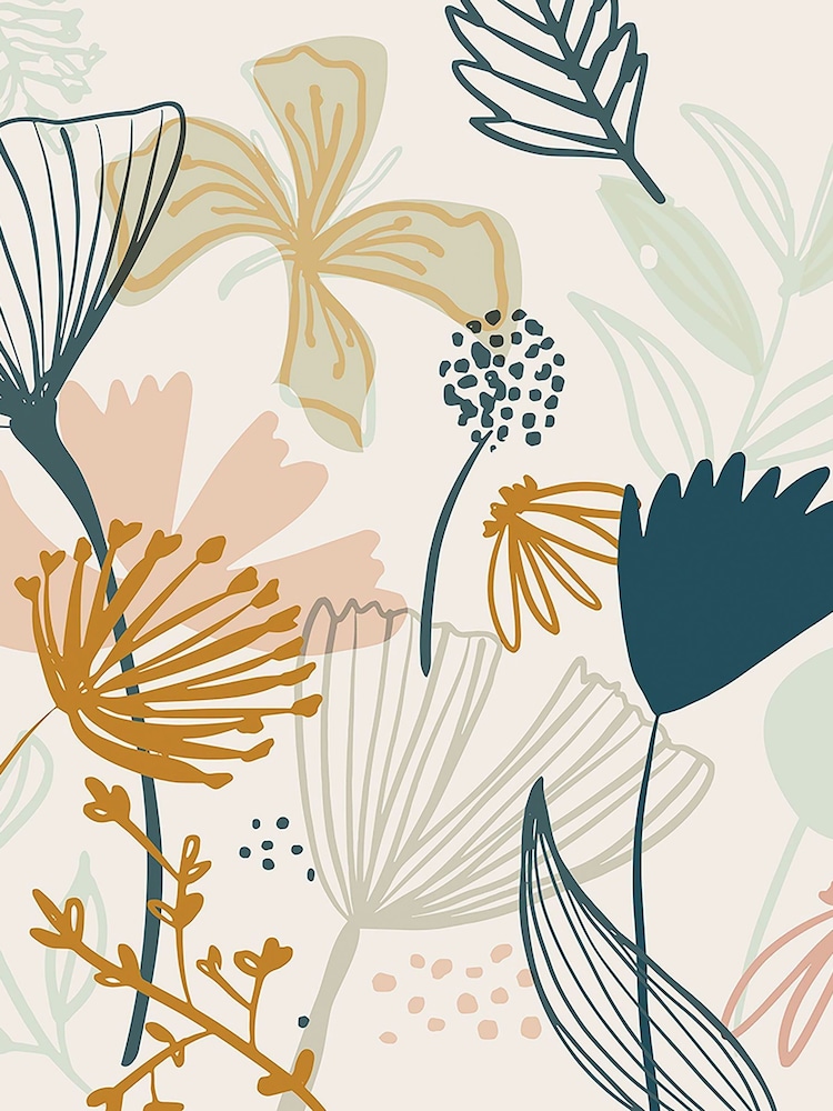 Art For The Home Pink Navy Scandi Floral Fixed Size 3M Mural - Image 2 of 3