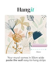 Art For The Home Pink Navy Scandi Floral Fixed Size 3M Mural - Image 3 of 3