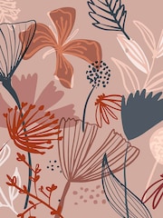 Art For The Home Dark Pink Scandi Floral Fixed Size 3M Mural - Image 2 of 3