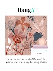 Art For The Home Dark Pink Scandi Floral Fixed Size 3M Mural - Image 3 of 3