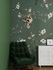 Art For The Home Dark Green Birds and Blossom Fixed Size 2M Mural - Image 1 of 4