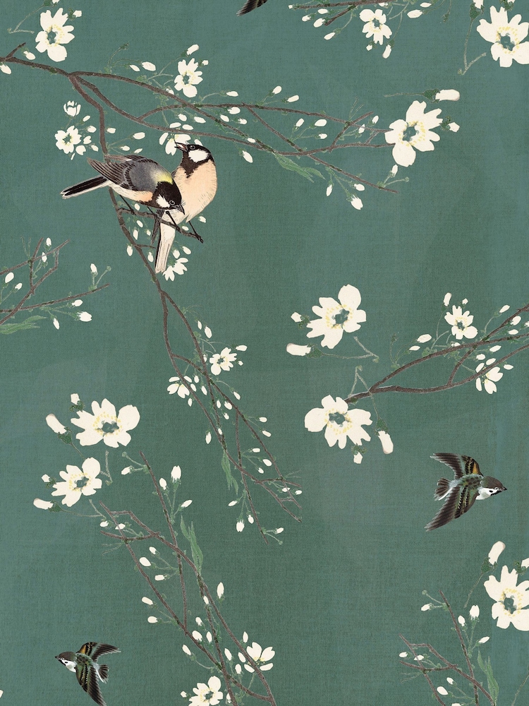 Art For The Home Dark Green Birds and Blossom Fixed Size 2M Mural - Image 2 of 4