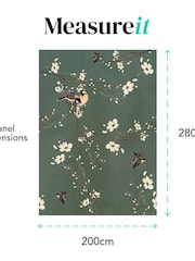 Art For The Home Dark Green Birds and Blossom Fixed Size 2M Mural - Image 4 of 4