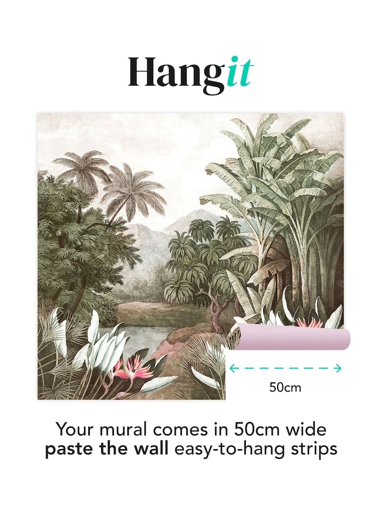 Art For The Home Mono Vintage Jungle Fixed Size 4M Mural - Image 3 of 3 Art For The Home Mono Vintage Jungle Fixed Size 4M Mural - Image 3 of 3
