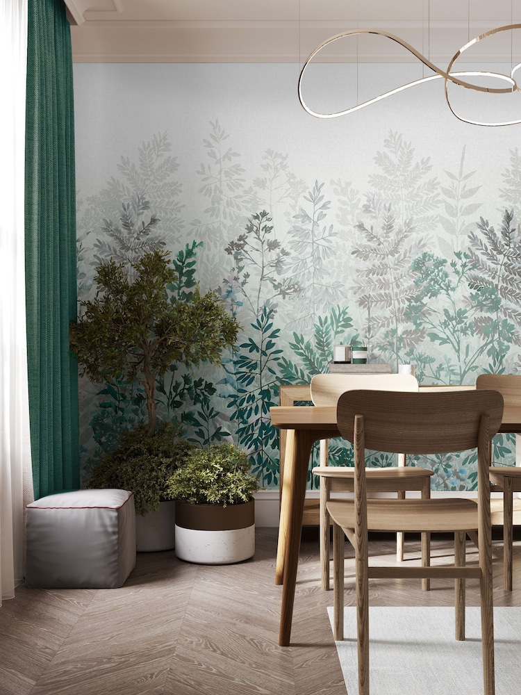 Art For The Home Emerald Leaf Silhouette Fixed Size 3M Mural - Image 1 of 5