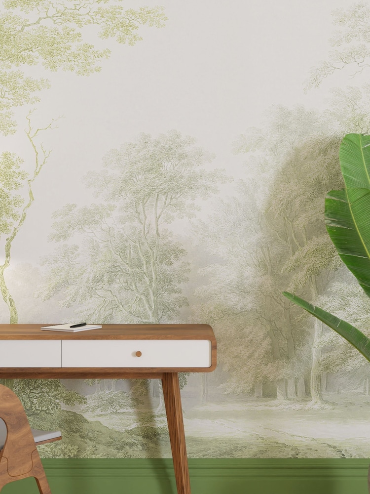 Art For The Home Sage Stately Woodland Fixed Size 4M Mural - Image 1 of 3