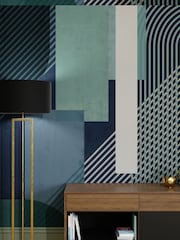 Art For The Home Navy Green Graphic Fixed Size 3M Mural - Image 1 of 3