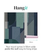 Art For The Home Navy Green Graphic Fixed Size 3M Mural - Image 3 of 3