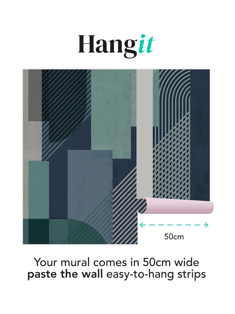 Art For The Home Navy Green Graphic Fixed Size 3M Mural - Image 3 of 3