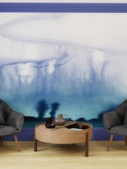 Art For The Home Blue Green Watercolour Landscape Fixed Size 4M Mural - Image 1 of 3