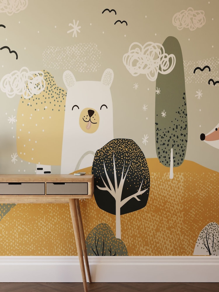 Art For The Home Ochre Scandi Animals Fixed Size 4M Mural - Image 1 of 3