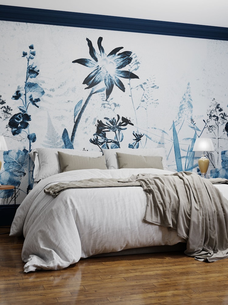 Art For The Home Blue Flower Press Fixed Size 3M Mural - Image 1 of 3