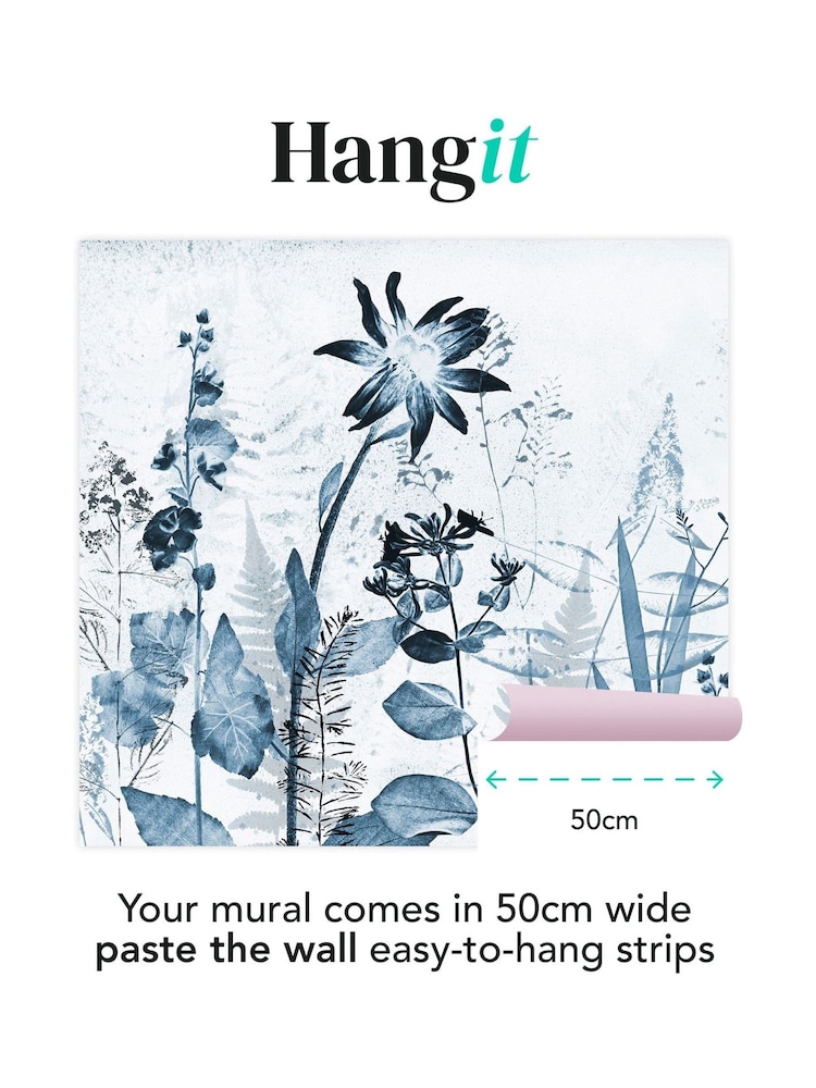 Art For The Home Blue Flower Press Fixed Size 3M Mural - Image 3 of 3