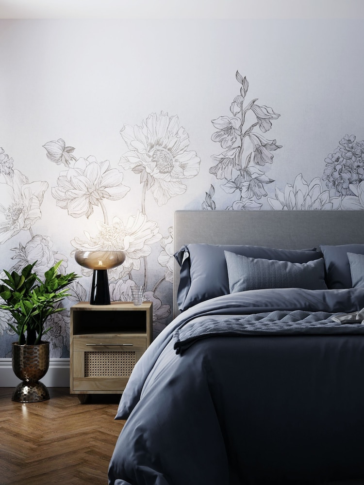 Art For The Home Light Blue Muted Floral Fixed Size 3M Mural - Image 1 of 3