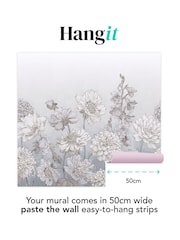 Art For The Home Light Blue Muted Floral Fixed Size 3M Mural - Image 3 of 3