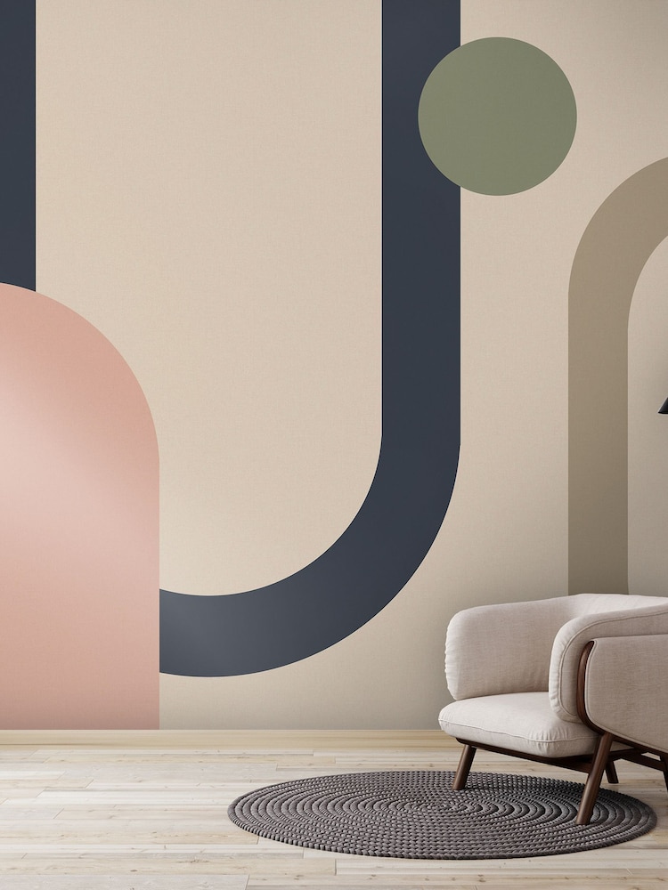 Art For The Home Green Pink Oval Geo Pop Fixed Size 4M Mural - Image 5 of 5