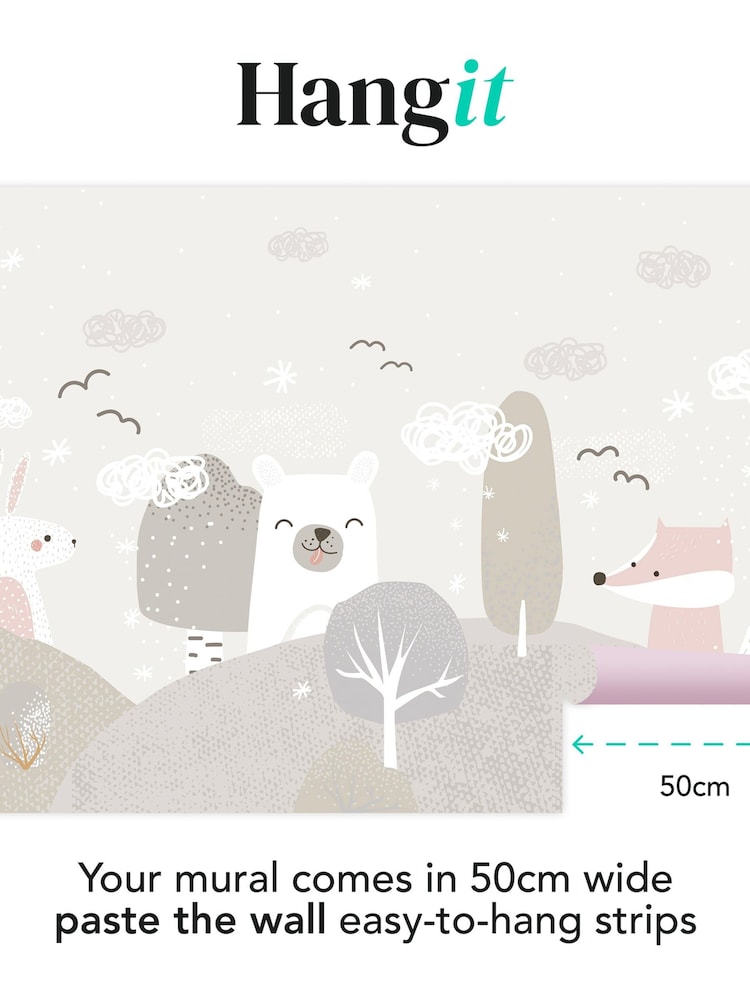 Art For The Home Grey Scandi Animals Fixed Size 4M Mural - Image 3 of 3 Art For The Home Grey Scandi Animals Fixed Size 4M Mural - Image 3 of 3