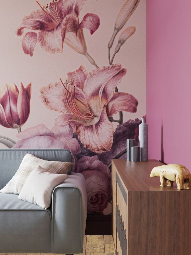Art For The Home Soft Blush Antique Floral Fixed Size 2M Mural - Image 1 of 4 Art For The Home Soft Blush Antique Floral Fixed Size 2M Mural - Image 1 of 4