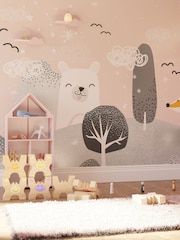 Art For The Home Pink Blue Scandi Animals Fixed Size 4M Mural - Image 1 of 3
