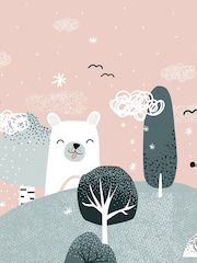 Art For The Home Pink Blue Scandi Animals Fixed Size 4M Mural - Image 2 of 3