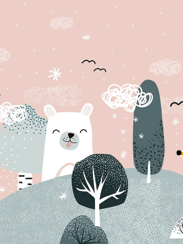 Art For The Home Pink Blue Scandi Animals Fixed Size 4M Mural - Image 2 of 3