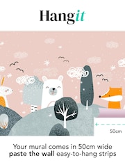 Art For The Home Pink Blue Scandi Animals Fixed Size 4M Mural - Image 3 of 3