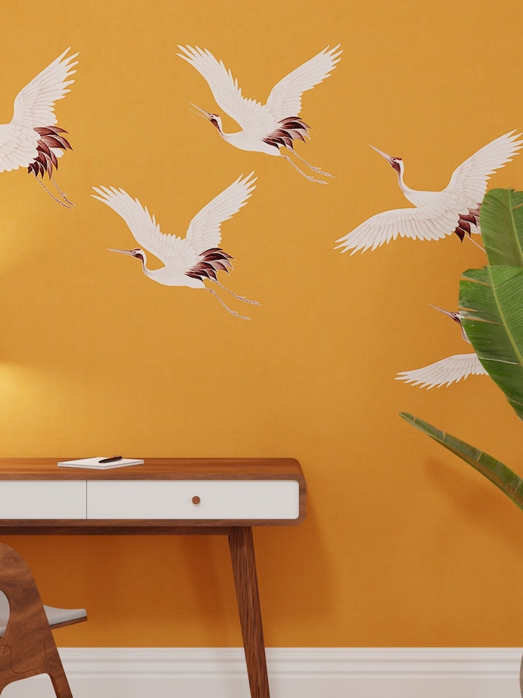 Art For The Home Ochre Cranes In Flight Fixed Size 3M Mural - Image 1 of 3
