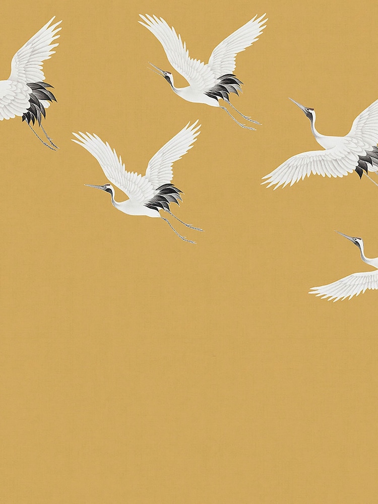 Art For The Home Ochre Cranes In Flight Fixed Size 3M Mural - Image 2 of 3